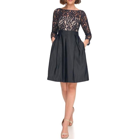 Eliza J Womens 3/4 Sleeve Boat Neck Knee Length - Picture 1 of 8